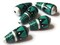 5 28mm Vintage Painted Peruvian Clay Beads - Teal, Silver, and Black Patterned Teardrop Beads